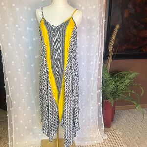 Mlle Gabrielle Black & Yellow Printed Midi Slip Dress